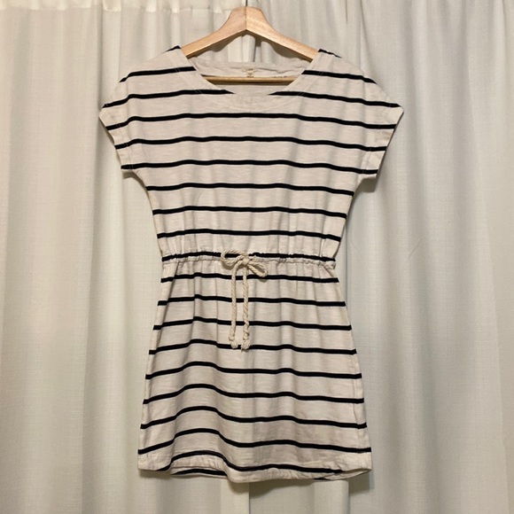 J. Crew Navy Blue and White Striped Mini Shirt Dress - Picture 4 of 5